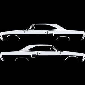 Set Of 2 Car Silhouette Decal Stickers For Classic Muscle For Plymouth Satellite 1973-74 White