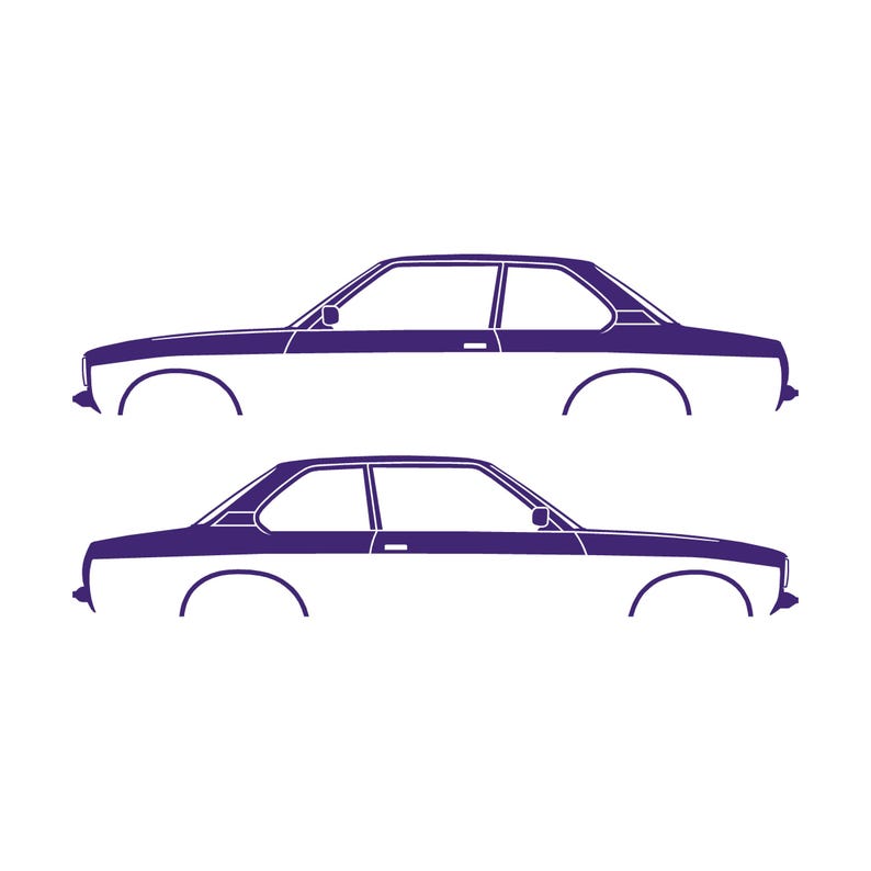 Set Of 2 Car Silhouette Decal Stickers For Opel Ascona B 4-Door Sedan Purple