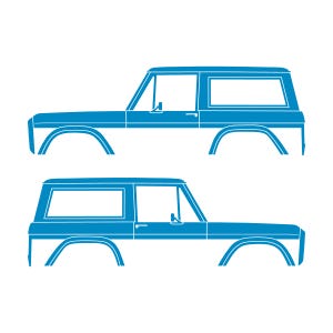 Set Of 2 Car Silhouette Decal Stickers For Classic Ford Bronco 1st Gen Top Removed Light Blue