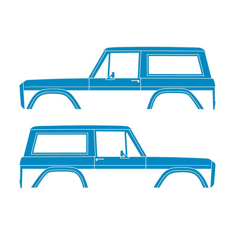 Set Of 2 Car Silhouette Decal Stickers For Classic Ford Bronco 1st Gen Top Removed Light Blue