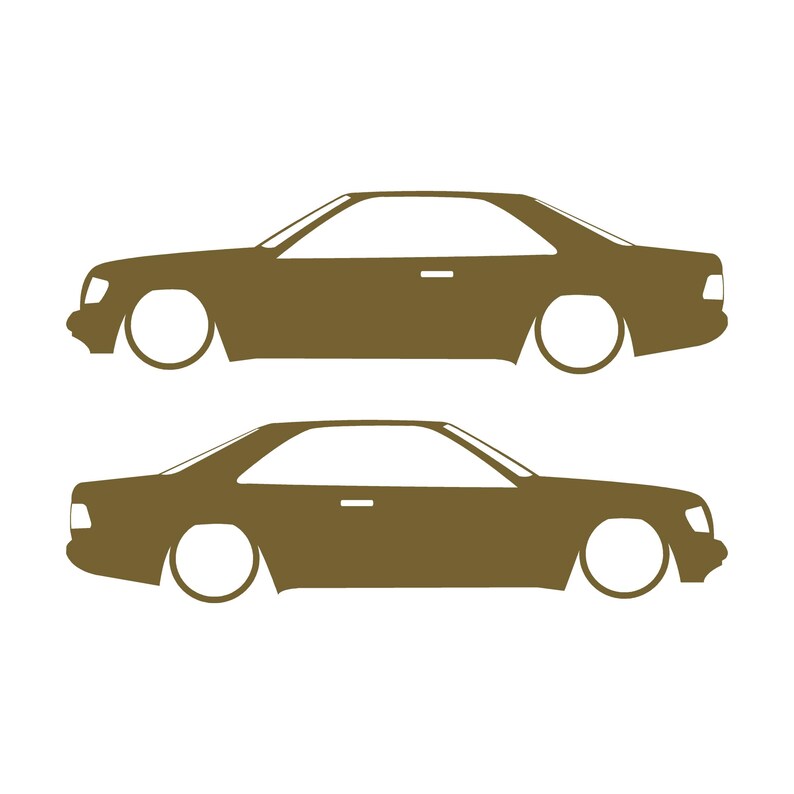 Set Of 2 Car Silhouette Decal Stickers For The Mercedes C124 E-Class W124 Coupe Gold
