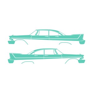 Set Of 2 Car Silhouette Decal Stickers For 1957-58 Plymouth Belvedere Sport Fury 4-door Mint