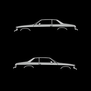 Set Of 2 Lowered Car Silhouette Decal Stickers For Chevrolet Malibu G-Body Coupe Light Grey