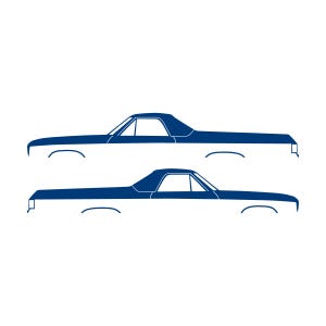 Set Of 2 Car Silhouette Decal Stickers For 1974 Chevrolet El Camino 4th Gen Blue