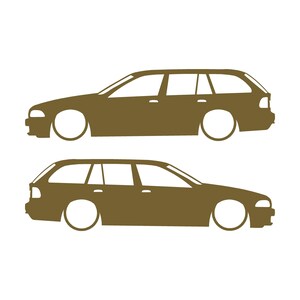 BMW E39 5シリーズ ツーリング用 車のシルエットデカールステッカー 2枚セット ゴールド