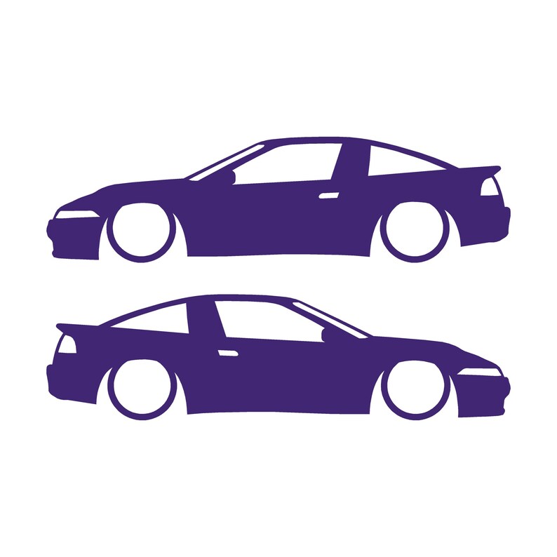 Juego de 2 pegatinas decorativas con silueta de coche rebajado para Mitsubishi Eclipse 1G de primera generación. Morado