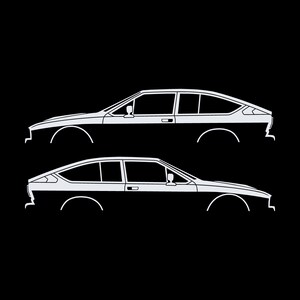 Set van 2 autosilhouet-stickers voor de Alfa Romeo GTV6 Coupé Wit