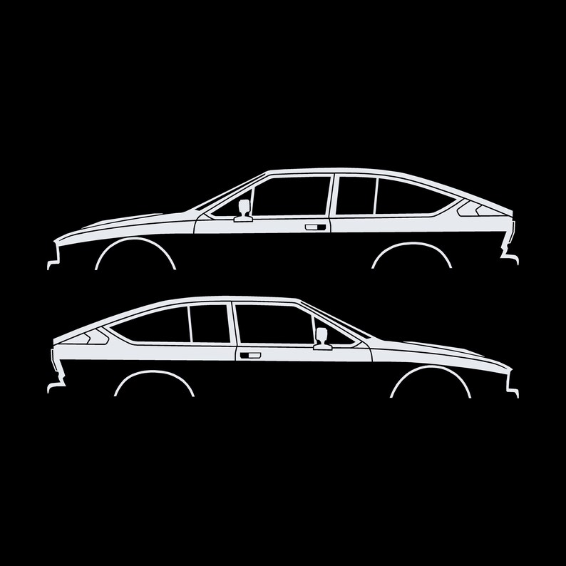 Set van 2 autosilhouet-stickers voor de Alfa Romeo GTV6 Coupé Wit
