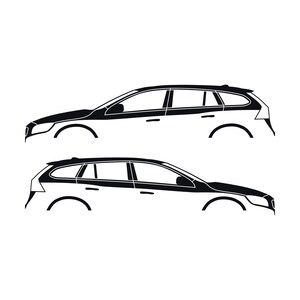 Set Of 2 Car Silhouette Decal Stickers For Volvo V60 2011-18 1st Gen Black