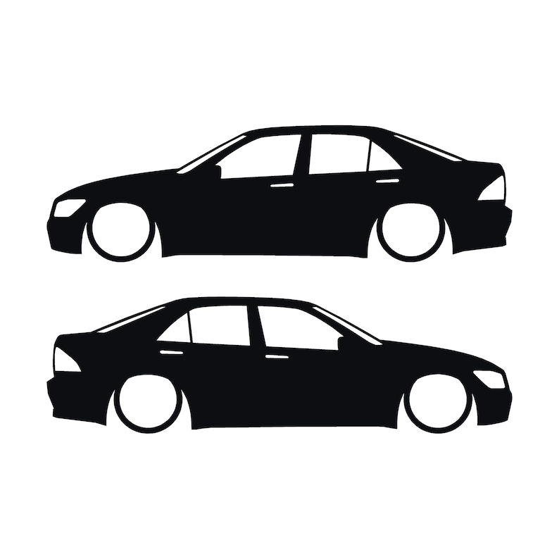 Set Of 2 Lowered Car Silhouette Decal Stickers For Toyota Altezza Black