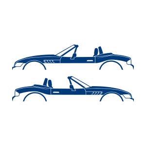 Set Of 2 Car Silhouette Decal Stickers For BMW Z3 Roadster Blue