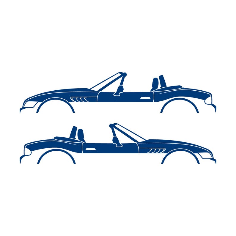 Set Of 2 Car Silhouette Decal Stickers For BMW Z3 Roadster Blue