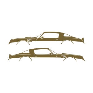 Set Of 2 Car Silhouette Decal Stickers For Pontiac Firebird Trans Am 2nd Gen 1977-78 Gold