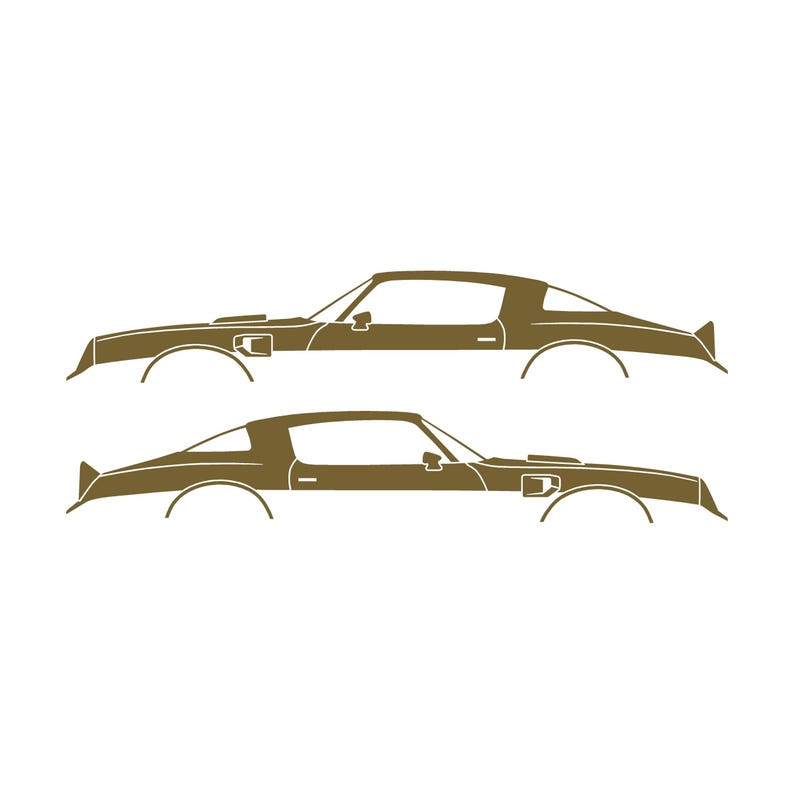 Set Of 2 Car Silhouette Decal Stickers For Pontiac Firebird Trans Am 2nd Gen 1977-78 Gold