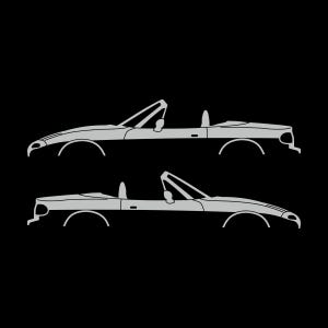 Set Of 2 Lowered Car Silhouette Decal Stickers For Mazda Miata MX5 NA Light Grey