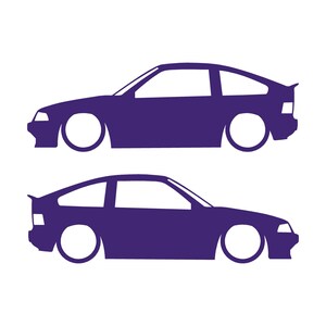 Set Of 2 Lowered Car Silhouette Decal Stickers For Honda CRX Si AF 1984–1987 1st Gen Purple