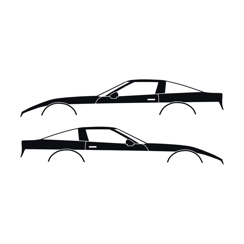 Set Of 2 Car Silhouette Decal Stickers For Chevrolet Corvette C4 Coupe Black