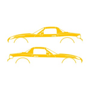 Set Of 2 Lowered Car Silhouette Decal Stickers For Mazda Miata MX5 NC Yellow