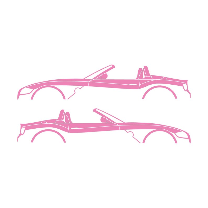 Set Of 2 Car Silhouette Decal Stickers For BMW Z4 E85 Roadster Soft Pink