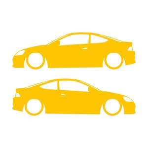 Set Of 2 Lowered Car Silhouette Decal Stickers For Acura RSX DC5 Coupe Yellow