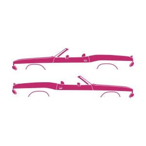 Set Of 2 Car Silhouette Decal Stickers For Dodge Challenger Classic Convertible Pink