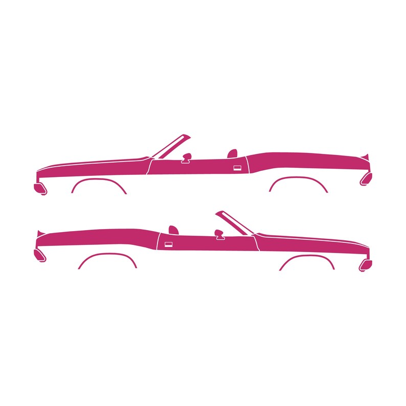 Set Of 2 Car Silhouette Decal Stickers For Dodge Challenger Classic Convertible Pink