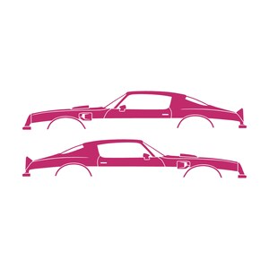 Set Of 2 Car Silhouette Decal Stickers For Pontiac Firebird Trans Am 1974 2nd Gen Pink
