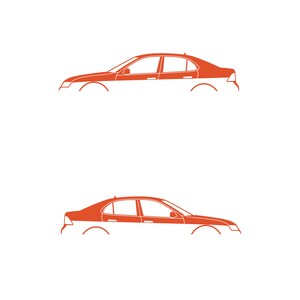 Juego de 2 pegatinas decorativas con silueta de coche rebajado para Saab 9-3 Early Spec 2nd Gen Sedan Naranja