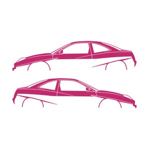Set Of 2 Lowered Car Silhouette Decal Stickers For Fiat Coupe Pink
