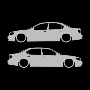 Set Of 2 Lowered Car Silhouette Decal Stickers For Nissan Cefiro A33 1998-2004 Light Grey