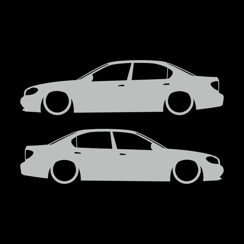 Set Of 2 Lowered Car Silhouette Decal Stickers For Nissan Cefiro A33 1998-2004 Light Grey