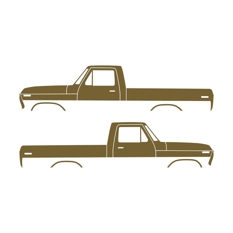 Juego de 2 calcomanías con silueta de auto para Ford F100 de sexta generación con caja corta. Oro