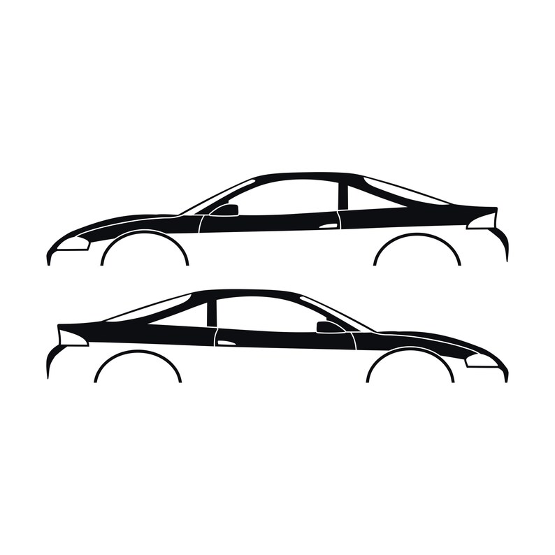 Set Of 2 Car Silhouette Decal Stickers For Mitsubishi Eclipse 2nd Gen 2Gb 1997-99 GS-T GSX Black