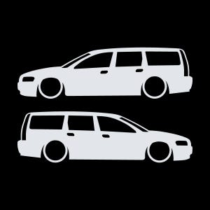Set Of 2 Car Silhouette Decal Stickers For Volvo V70 T5 R 2nd Gen 2000-07 White