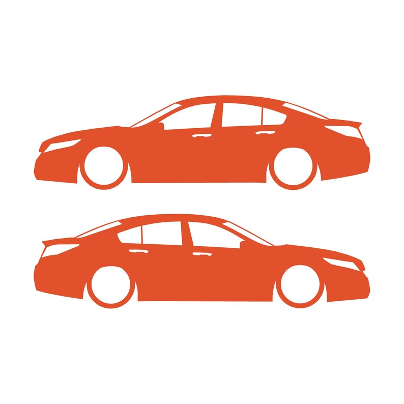 Set Of 2 Lowered Car Silhouette Decal Stickers For Acura TL 4th Gen UA8 2009-14 Orange