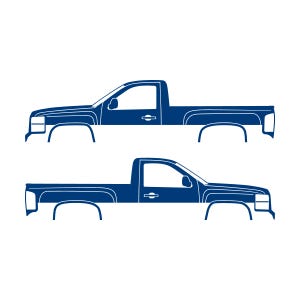 Set mit 2 Auto-Silhouette-Aufklebern für Chevrolet Silverado 2007-13 Einzelkabine Blau