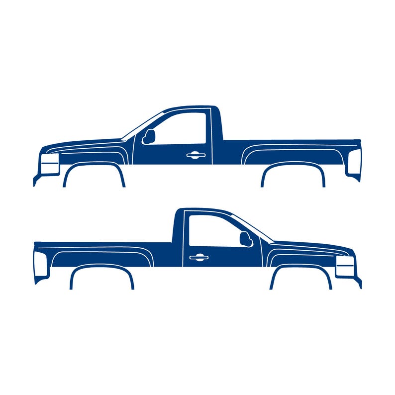 Set mit 2 Auto-Silhouette-Aufklebern für Chevrolet Silverado 2007-13 Einzelkabine Blau