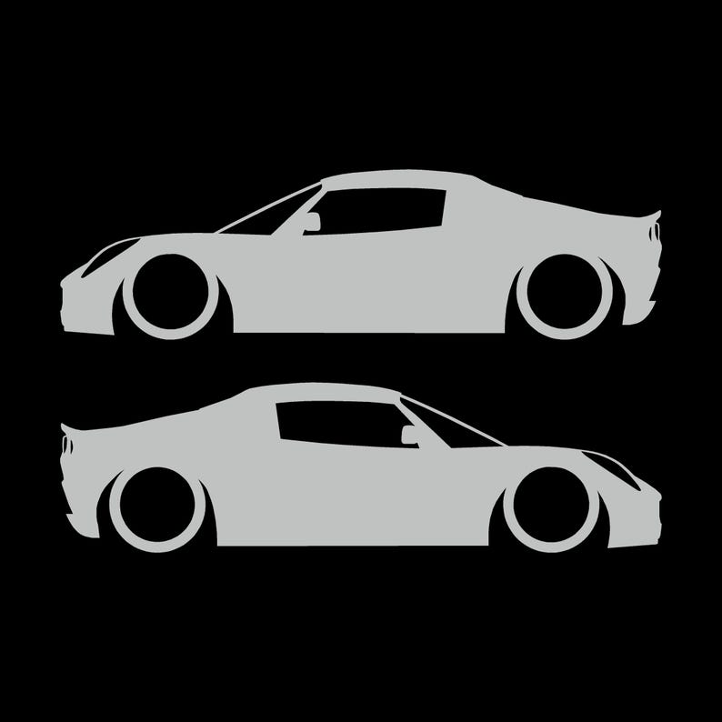 Juego de 2 pegatinas decorativas con silueta de coche rebajado para Lotus Elise S2 Light Grey