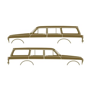 Juego de 2 pegatinas con silueta de coche para Volvo Amazon 122 Wagon Oro