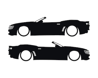 Set Of 2 Lowered Car Silhouette Decal Stickers For Chevrolet Camaro 5th Gen 2010-15 Convertible