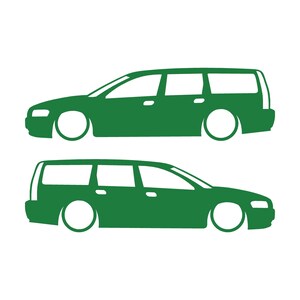 Set Of 2 Car Silhouette Decal Stickers For Volvo V70 T5 R 2nd Gen 2000-07 Green