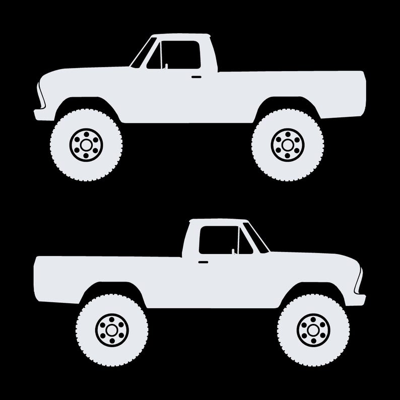 Set Of 2 Car Silhouette Decal Stickers For Ford F100 6th Gen Long Bed White