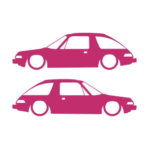 Juego de 2 pegatinas decorativas con silueta de coche rebajado para AMC Pacer Classic Rosa