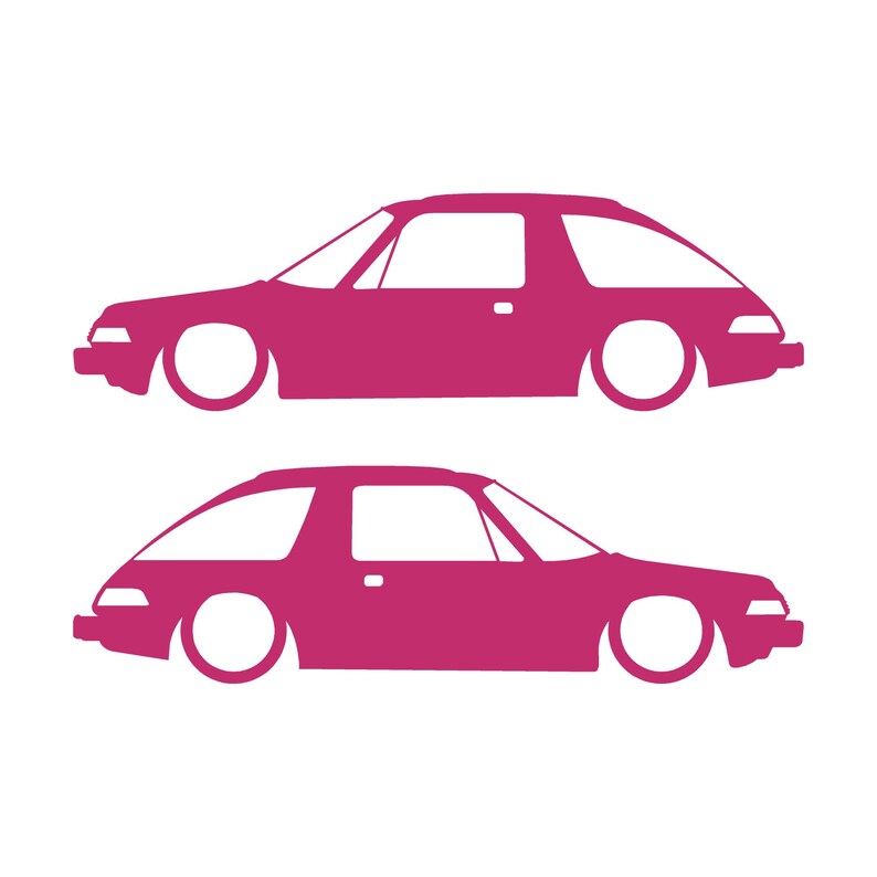 Juego de 2 pegatinas decorativas con silueta de coche rebajado para AMC Pacer Classic Rosa