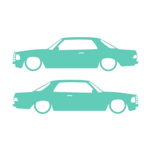 Set van 2 verlaagde auto silhouet stickers voor Mercedes C123 Coupé Mint