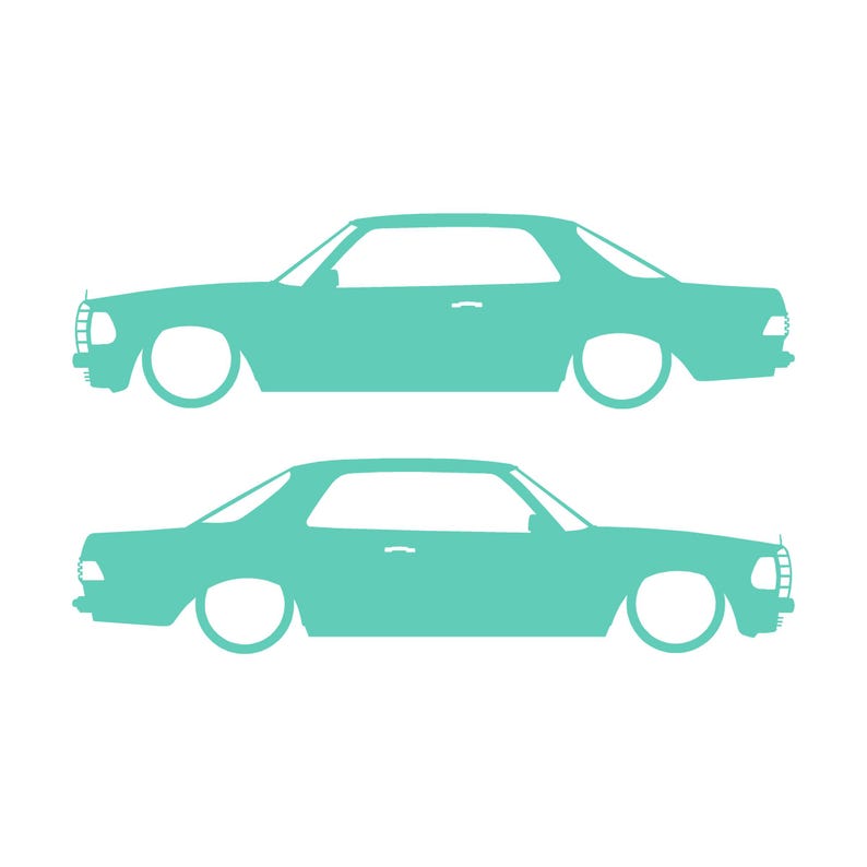 Set van 2 verlaagde auto silhouet stickers voor Mercedes C123 Coupé Mint
