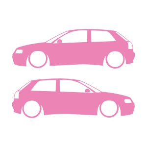 Set Of 2 Lowered Car Silhouette Decal Stickers For Audi A3 S3 8L 1996-2003 Soft Pink