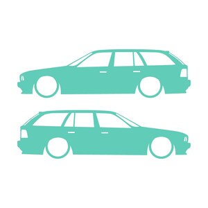 Set med 2 silhuettdekaler för BMW E34 5-serie Touring Mint