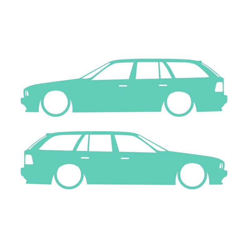 Set med 2 silhuettdekaler för BMW E34 5-serie Touring Mint