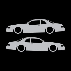 Set van 2 autosilhouet-stickers voor de Ford Thunderbird 9e generatie coupé Zilver
